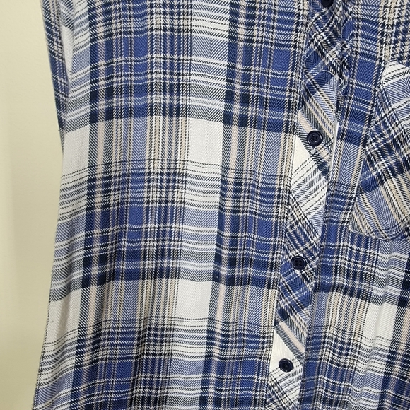 Rails long sleeved plain flannel button up shirt blue size small - Picture 3 of 6